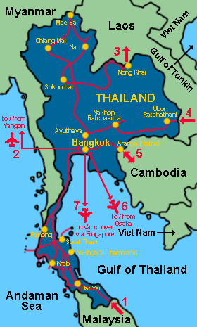 Our route through Thailand